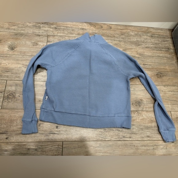 The North Face Chabot Mock Neck Long Sleeve Waffle Sweater Blue size small - Picture 4 of 7